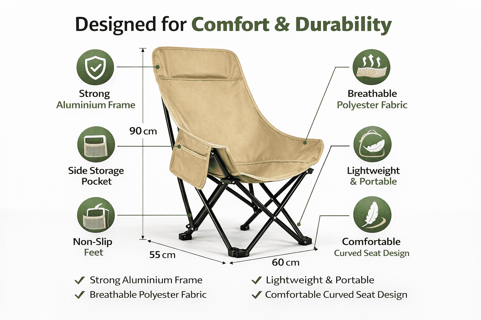 Foldable Outdoor Moon Camping Chair 1